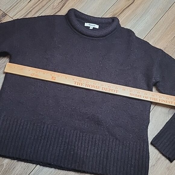Madewell Fulton Puff Neck Trim Brown Wool Alpaca Sweater Size S (D0038) - Picture 4 of 8